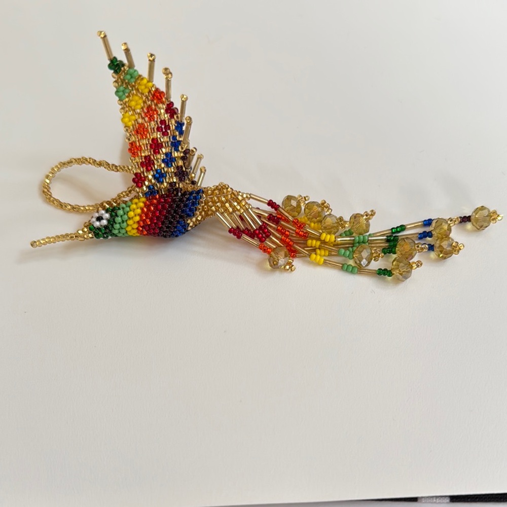 Colorful Beaded Bird Ornament